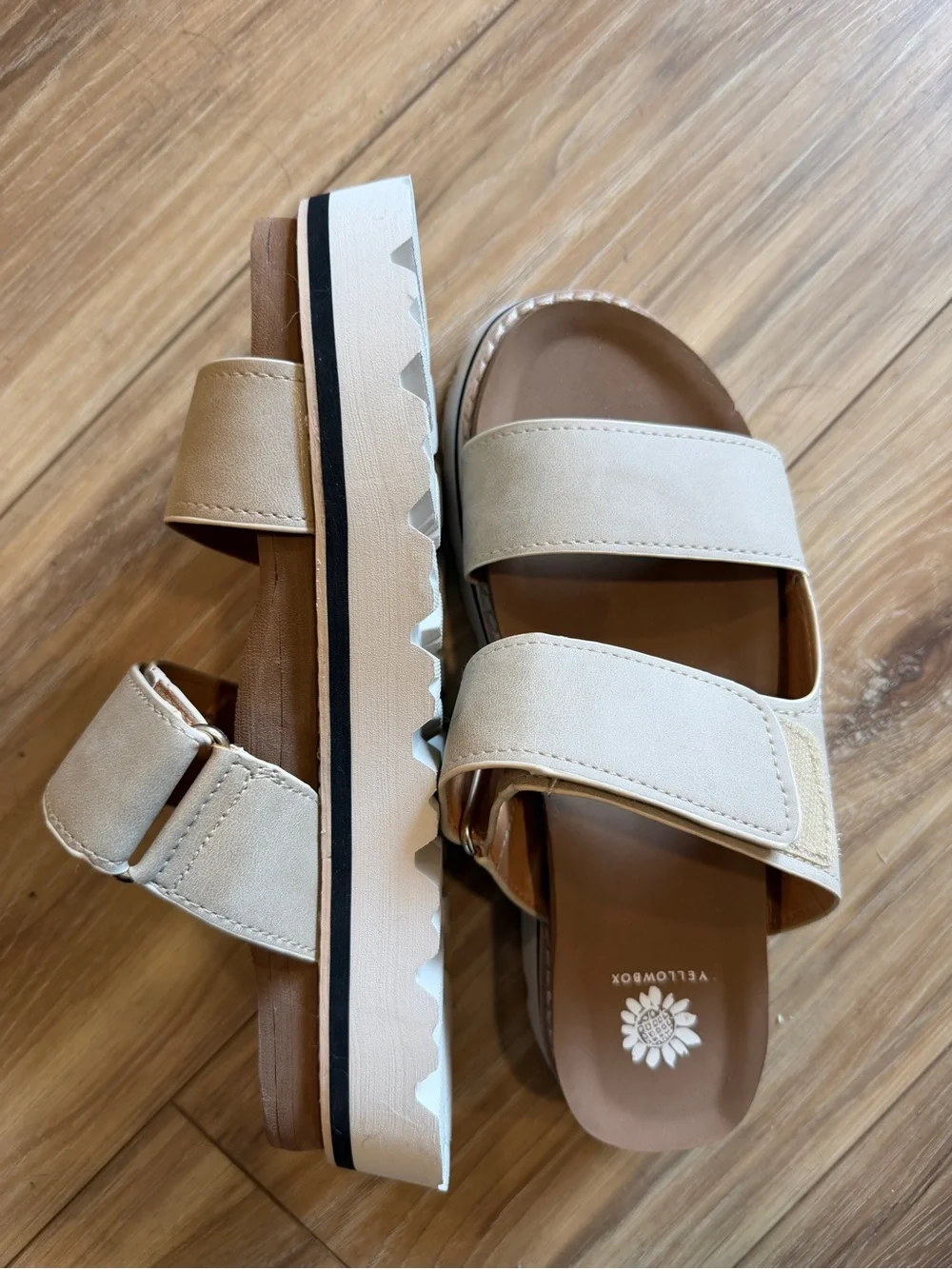 Yellow Box Cream and Tan Sandals - Picture 2 of 2